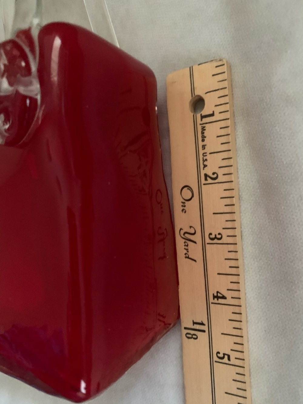 Murano Style Red Art Glass Purse Vase White Heart Vintage NWOT - Picture 6 of 8
